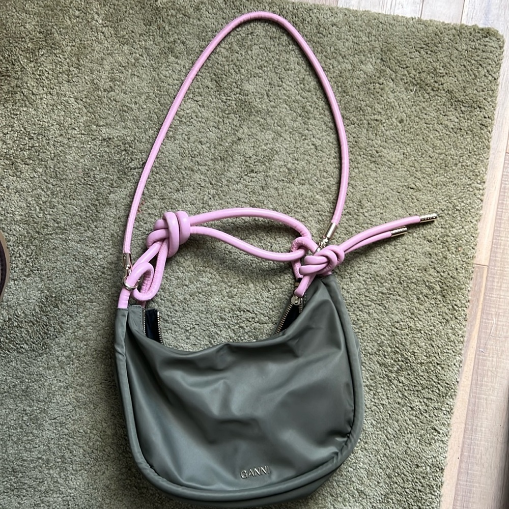 Ganni knot nylon bag